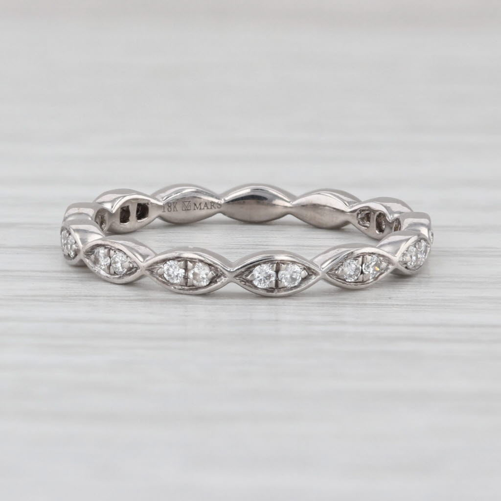 0.20ctw Diamond Band 18k White Gold Stackable Wedding Ring Size 6