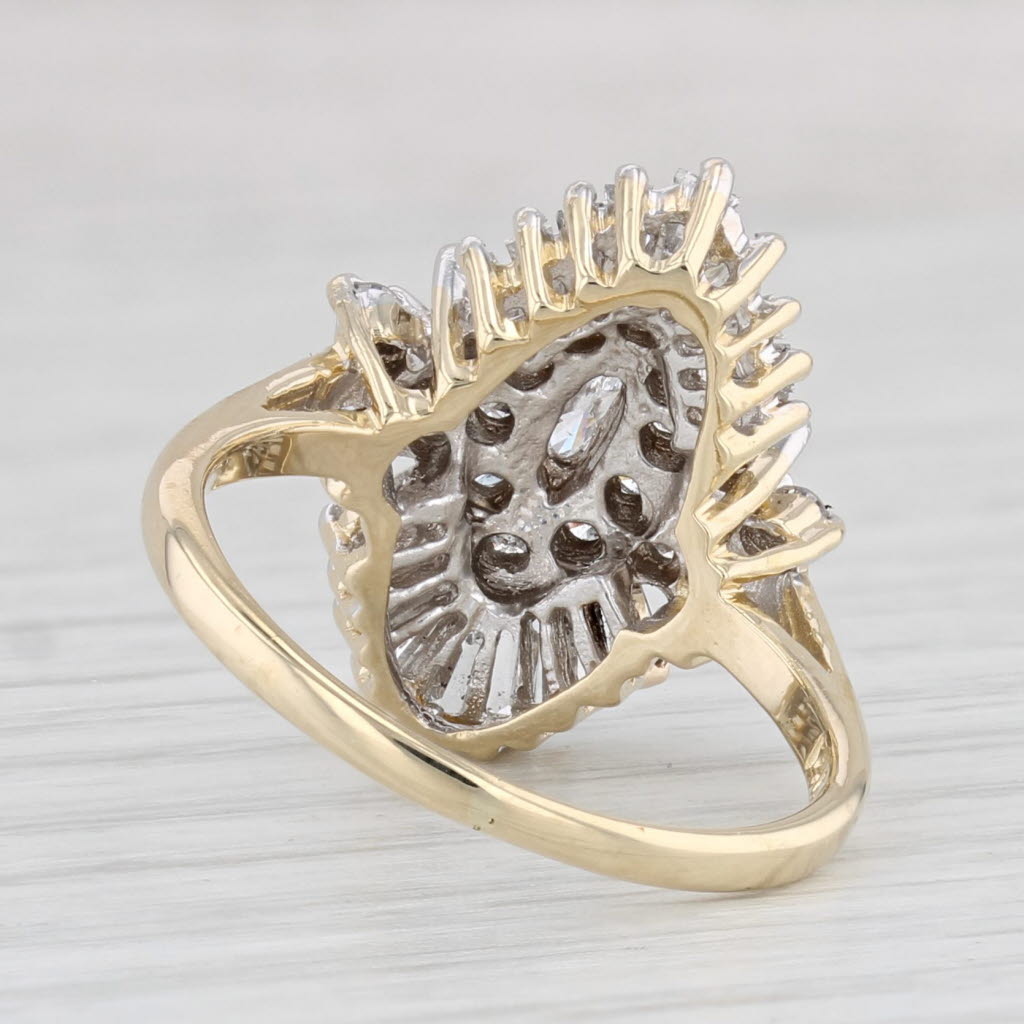 Light Gray 0.79ctw Diamond Cluster Ring 14k Yellow Gold Size 6