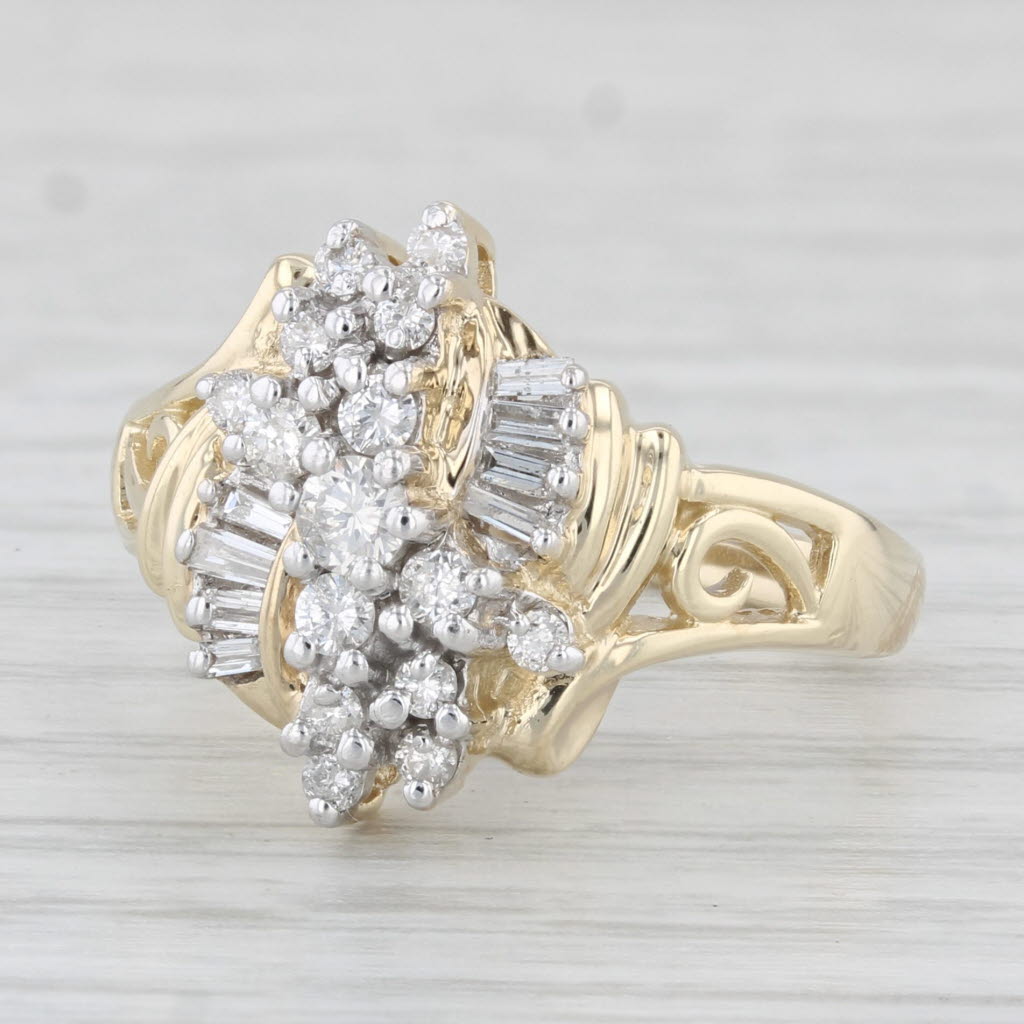Light Gray 0.47ctw Diamond Cluster Ring 10k Yellow Gold Size 7