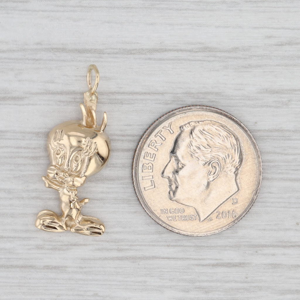 Tweety Bird Pendant 14k Yellow Gold Warner Brothers Cartoon Souvenir Charm