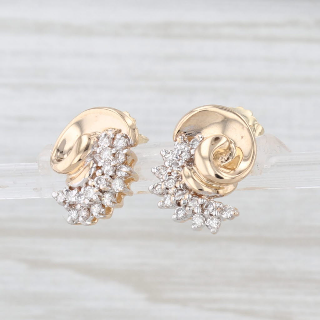 0.48ctw Diamond Swirl Stud Earrings 14k Yellow Gold Studs
