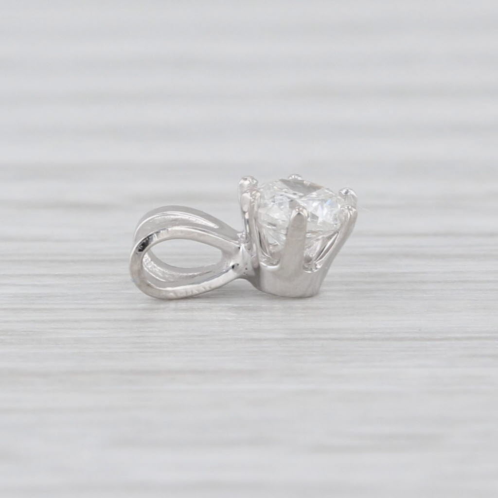 New 0.30ct Diamond Solitaire Pendant 14k White Gold 6 Prong Small Round Drop