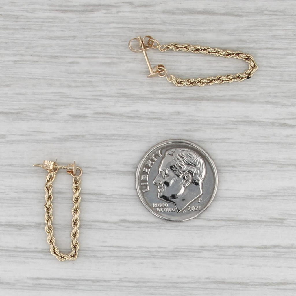 Rope Chain Dangle Earrings 10k Yellow Gold Drops