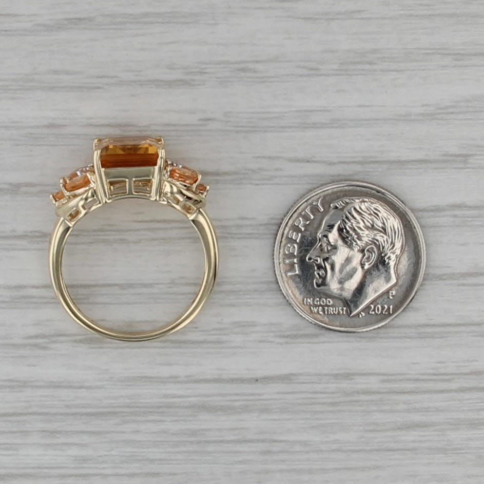3.55ctw Orange Garnet Citrine Diamond Ring 10k Yellow Gold Size 6