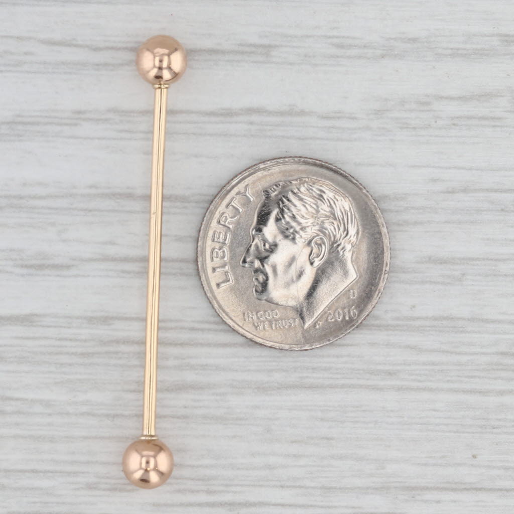 Barbell Body Piercing 14k Yellow Rose Gold Screw on Ball End 41.5x1.1mm 18 Gauge