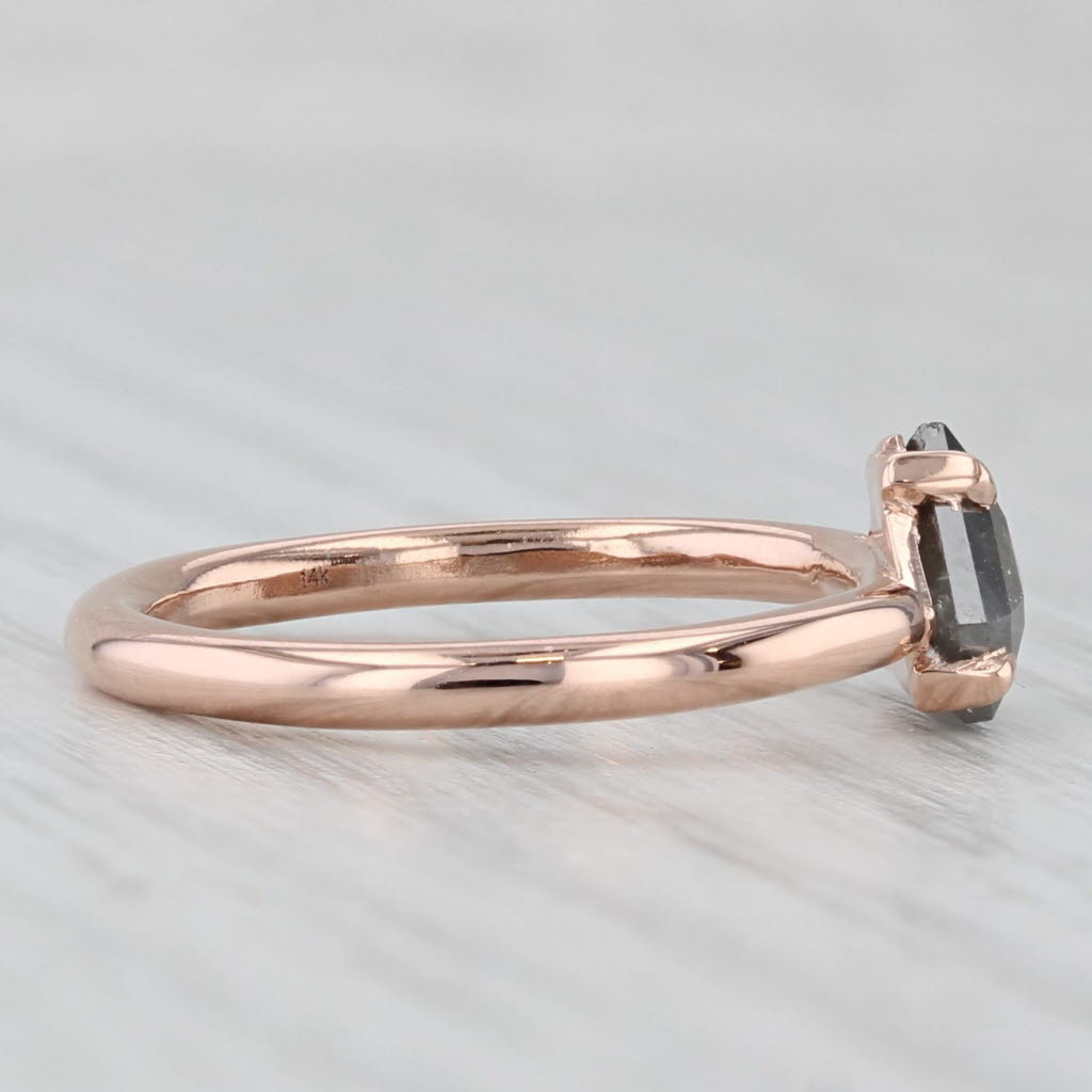 Light Gray New Custom 0.98ct Galaxy Diamond Solitaire Ring 14k Rose Gold Size 6 Shield Cut