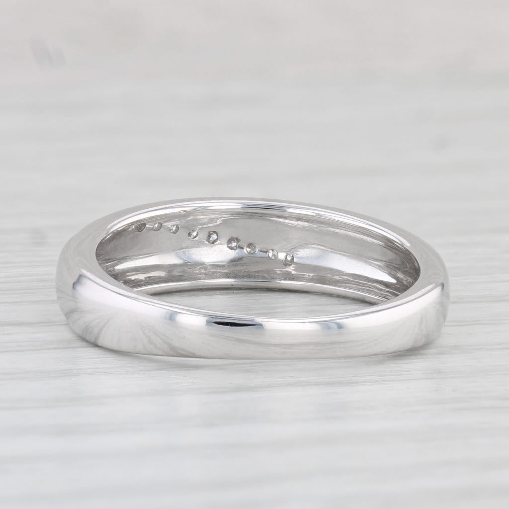 Light Gray Diamond Accented Men's Wedding Band 14k White Gold Size 9.75 Ring