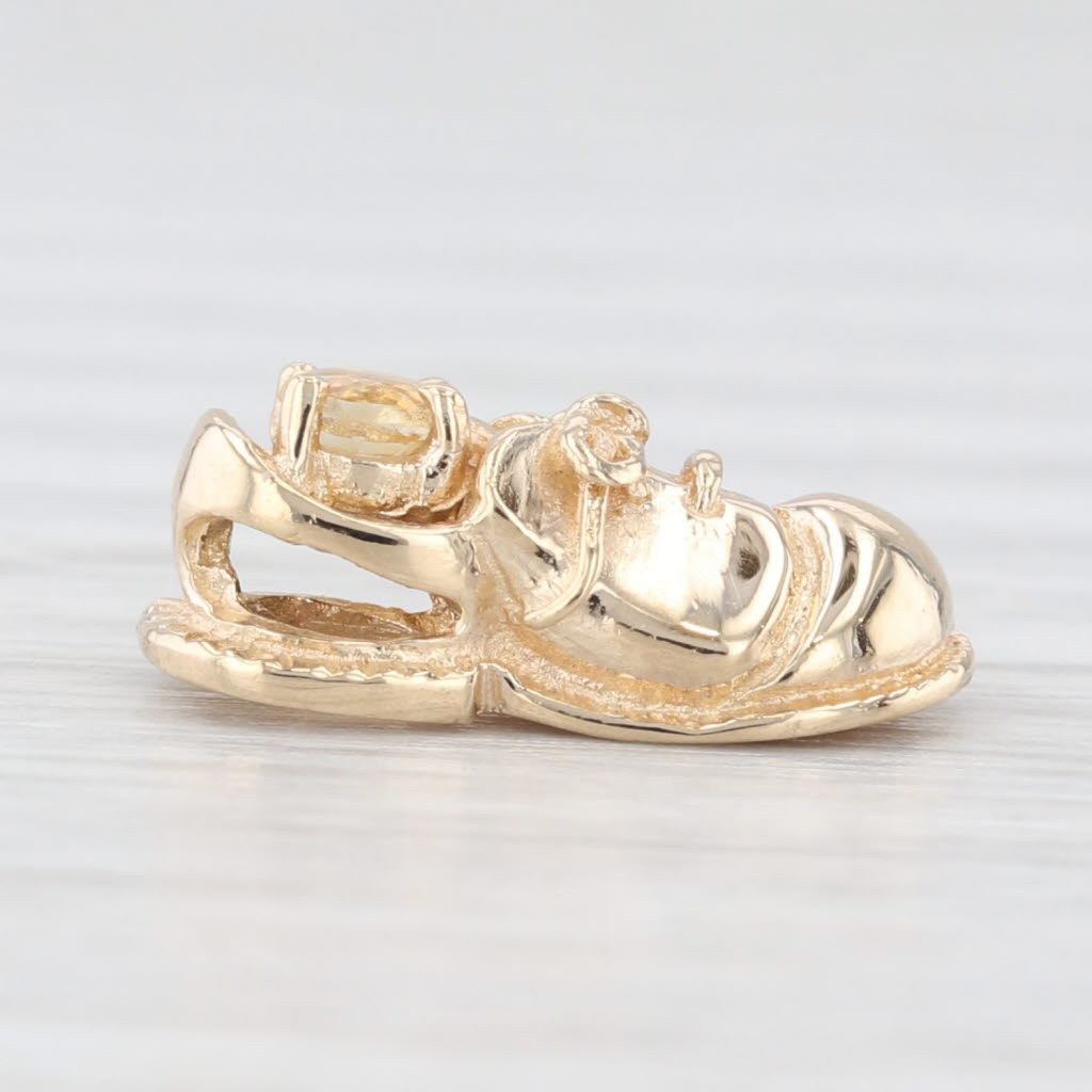 Light Gray 0.10ct Citrine Solitaire Baby Shoe 10k Yellow Gold November Birthstone