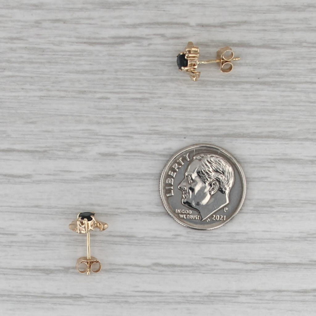 0.68ctw Blue Sapphire Diamond Stud Earrings 10k Yellow Gold Studs
