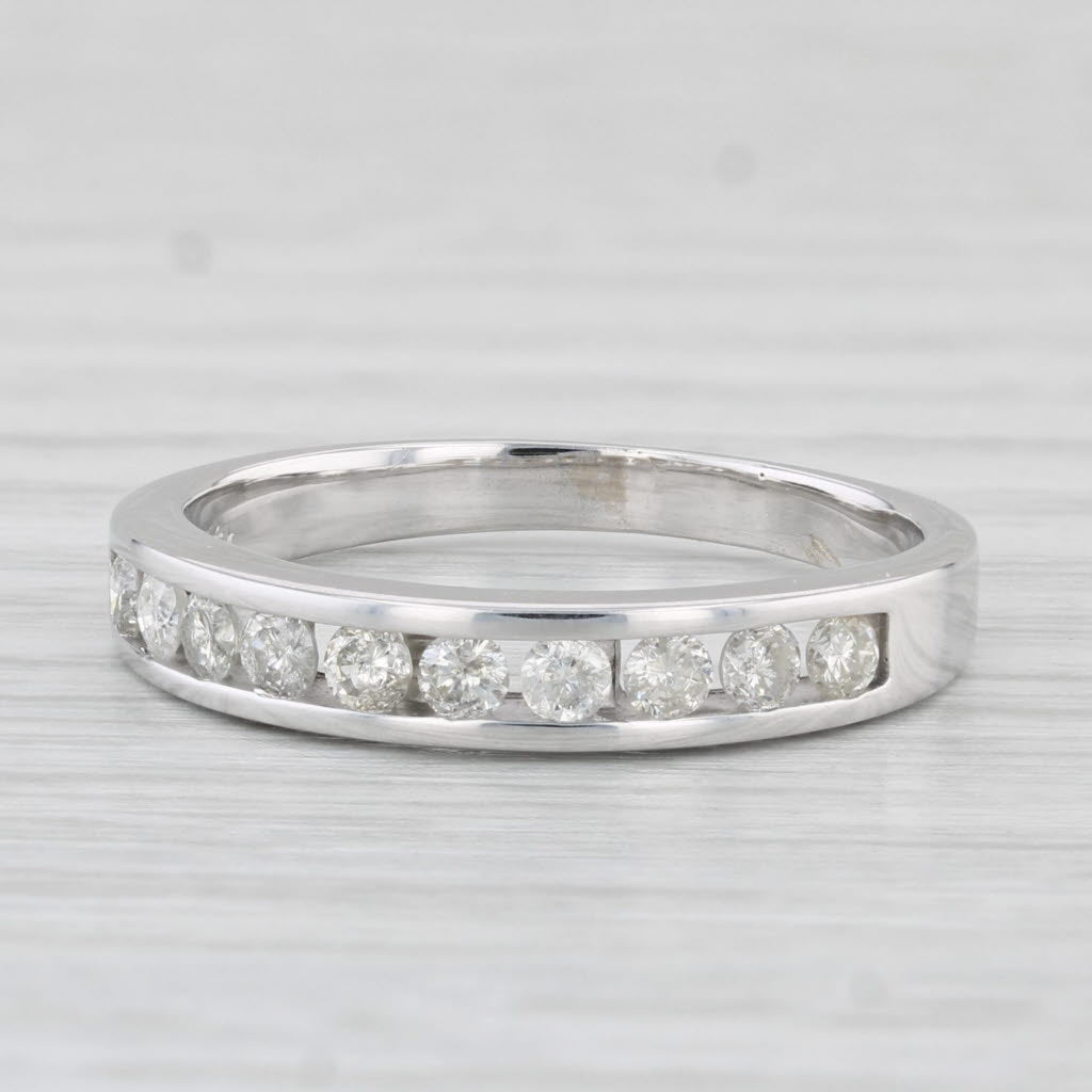 Light Gray 0.48ctw Diamond Wedding Band 18k White Gold Size 8.5 Stackable Anniversary Ring