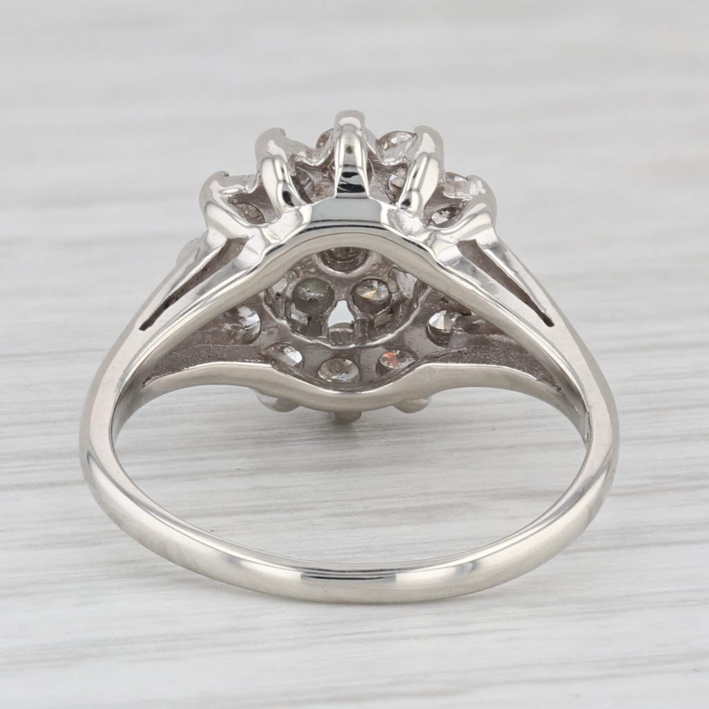 Light Gray 0.89ctw Diamond Cluster Ring 14k White Gold Size 6.25 Engagement