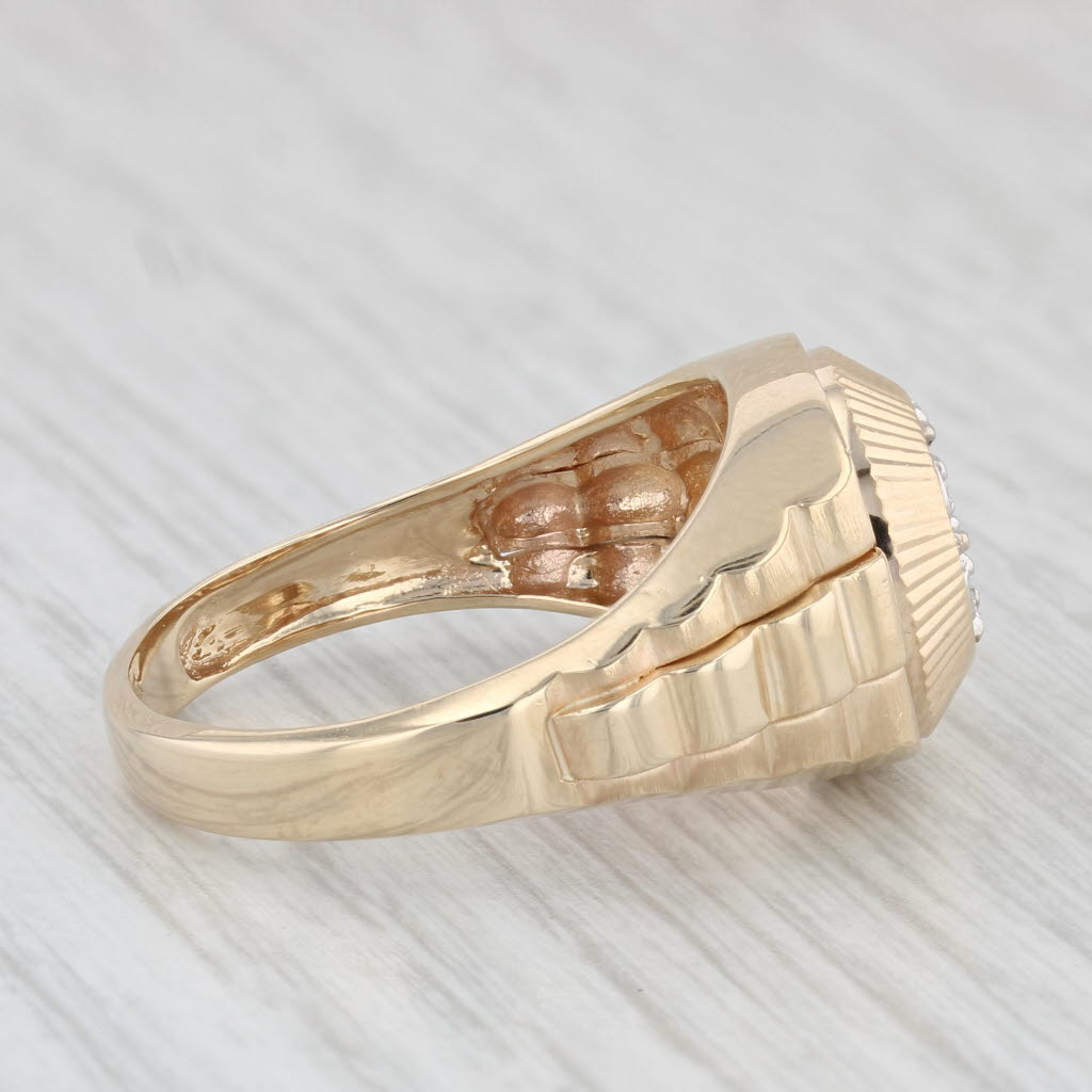 Light Gray 0.14ctw Diamond Ring 14k Yellow Gold Size 11.75 Men's Wedding Band