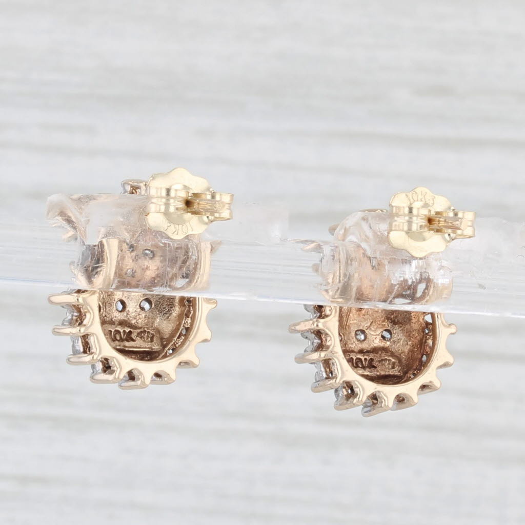 Light Gray 0.23ctw Diamond Cluster Teardrop Earrings 10k Yellow Gold Studs