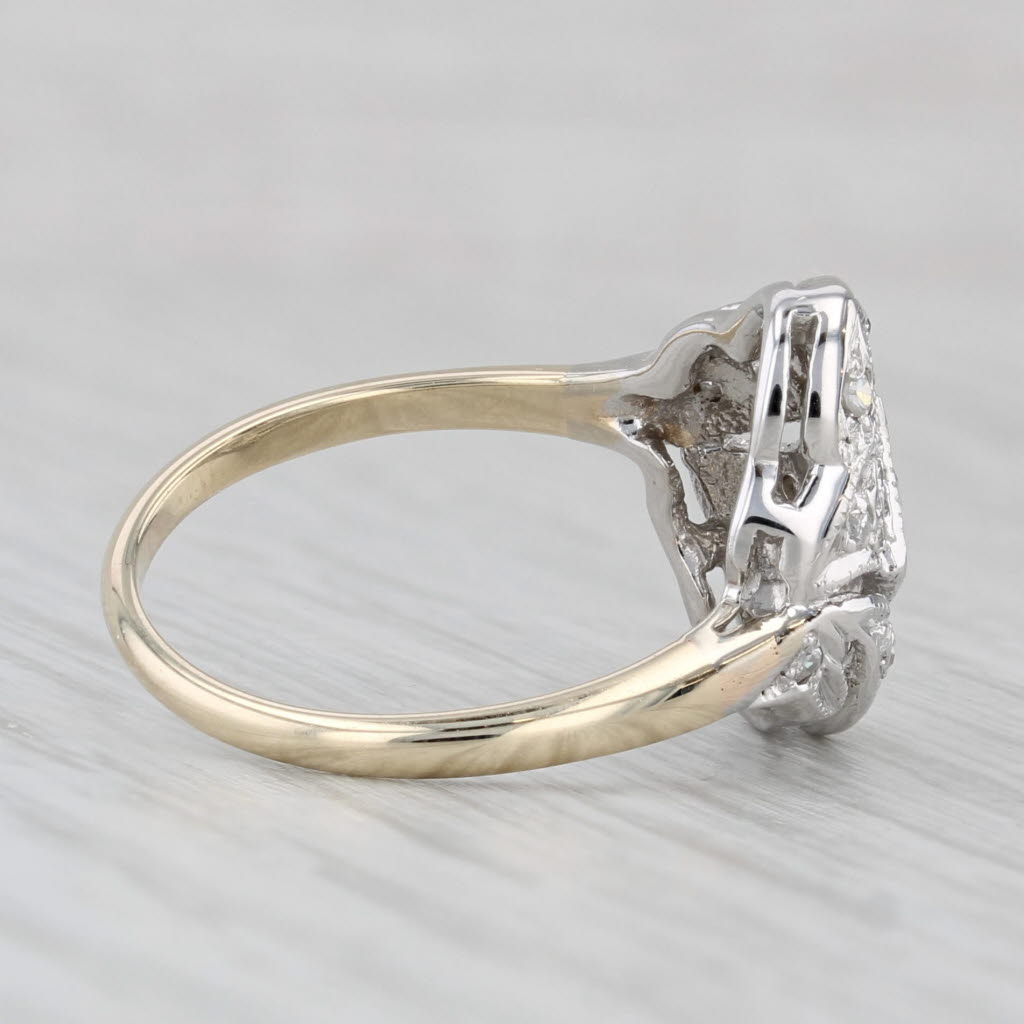 Light Gray Vintage 0.24ctw Diamond Ring 14k White Yellow Gold Size 7.25