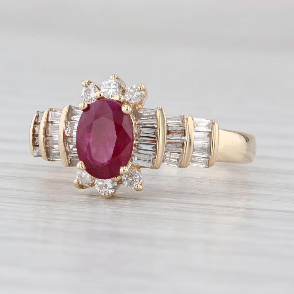 1.42ctw Oval Ruby Diamond Ring 14k Yellow Gold Size 8