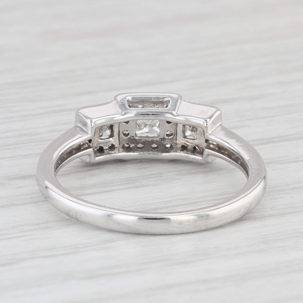 Light Gray 0.50ctw Diamond 3-Stone Halo Engagement Ring 14k White Gold Size 7