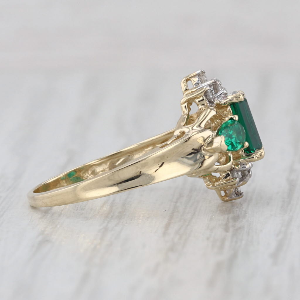 1.35ctw Lab Created Emerald Diamond Ring 14k Yellow Gold Size 7