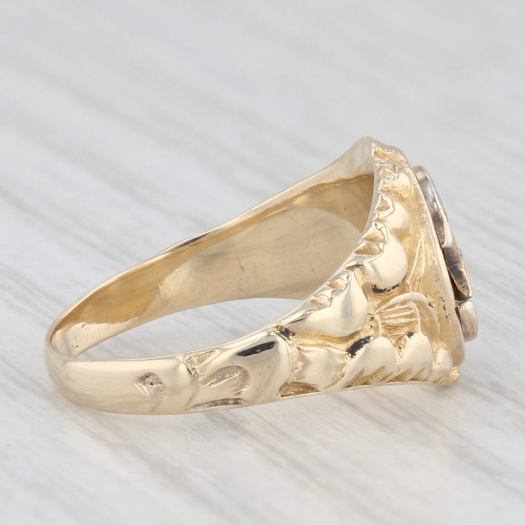 Light Gray Antique Diamond Star Pearl Crescent Moon Ring 10k Gold Size 4.25 Signet