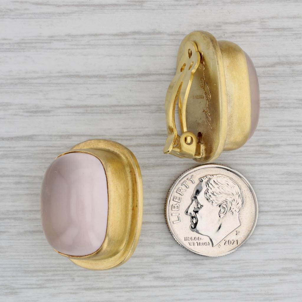 Gray Rose Quartz Statement Earrings Gold Plated Sterling Silver Mark Spirito