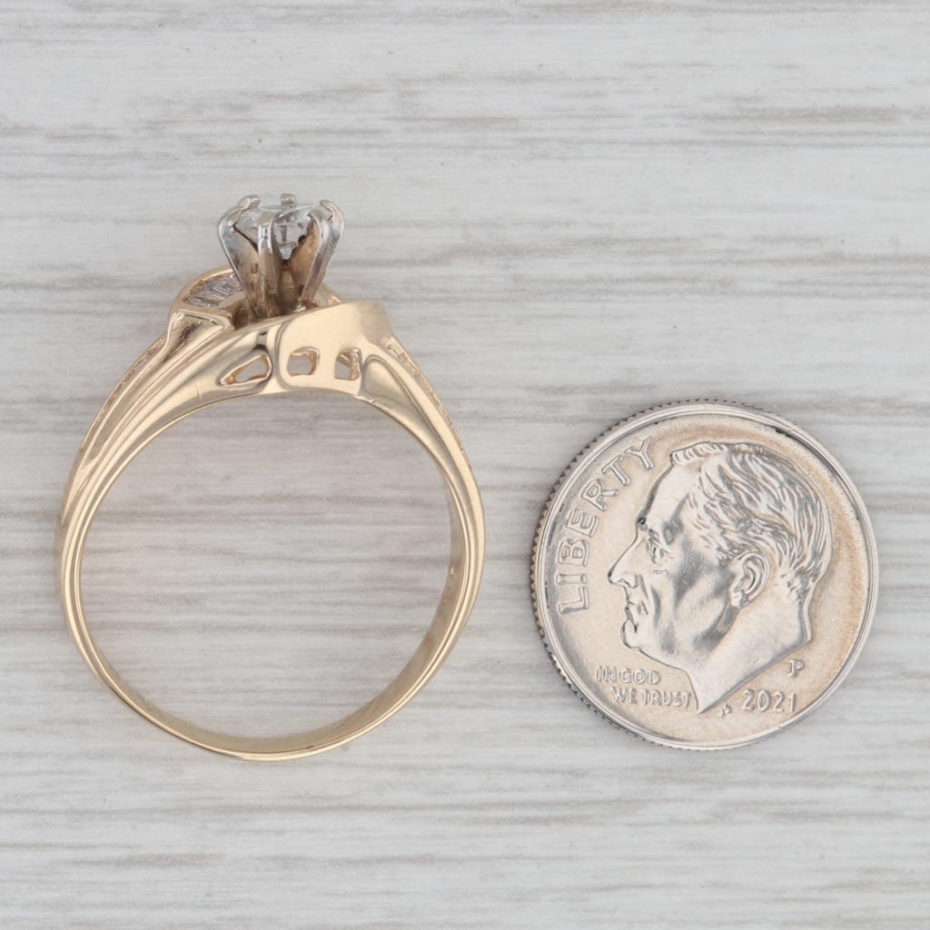 Gray 0.96ctw Round Diamond Engagement Ring 14k Yellow Gold Bypass Size 8.75