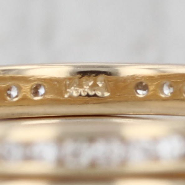 0.68ctw Diamond Eternity Bands 14k Yellow Gold Size 7 Stackable Wedding 2 Rings