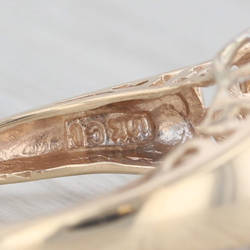 Light Gray Diamond Accented Cross Ring 10k Yellow Gold Size 5.25 Ornate Openwork