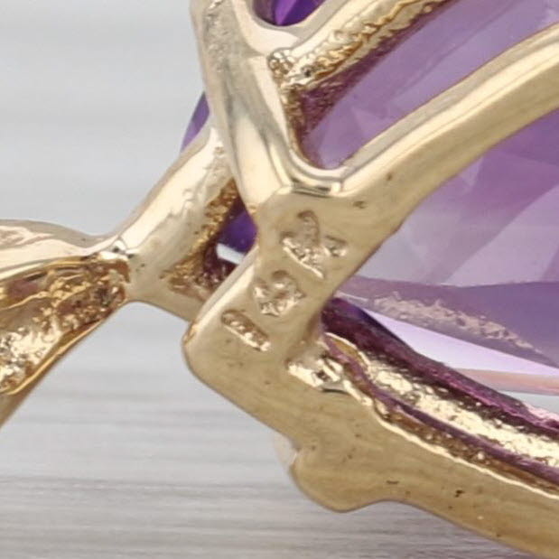 6ctw Pear Amethyst Teardrop Solitaire Pendant 14k Yellow Gold