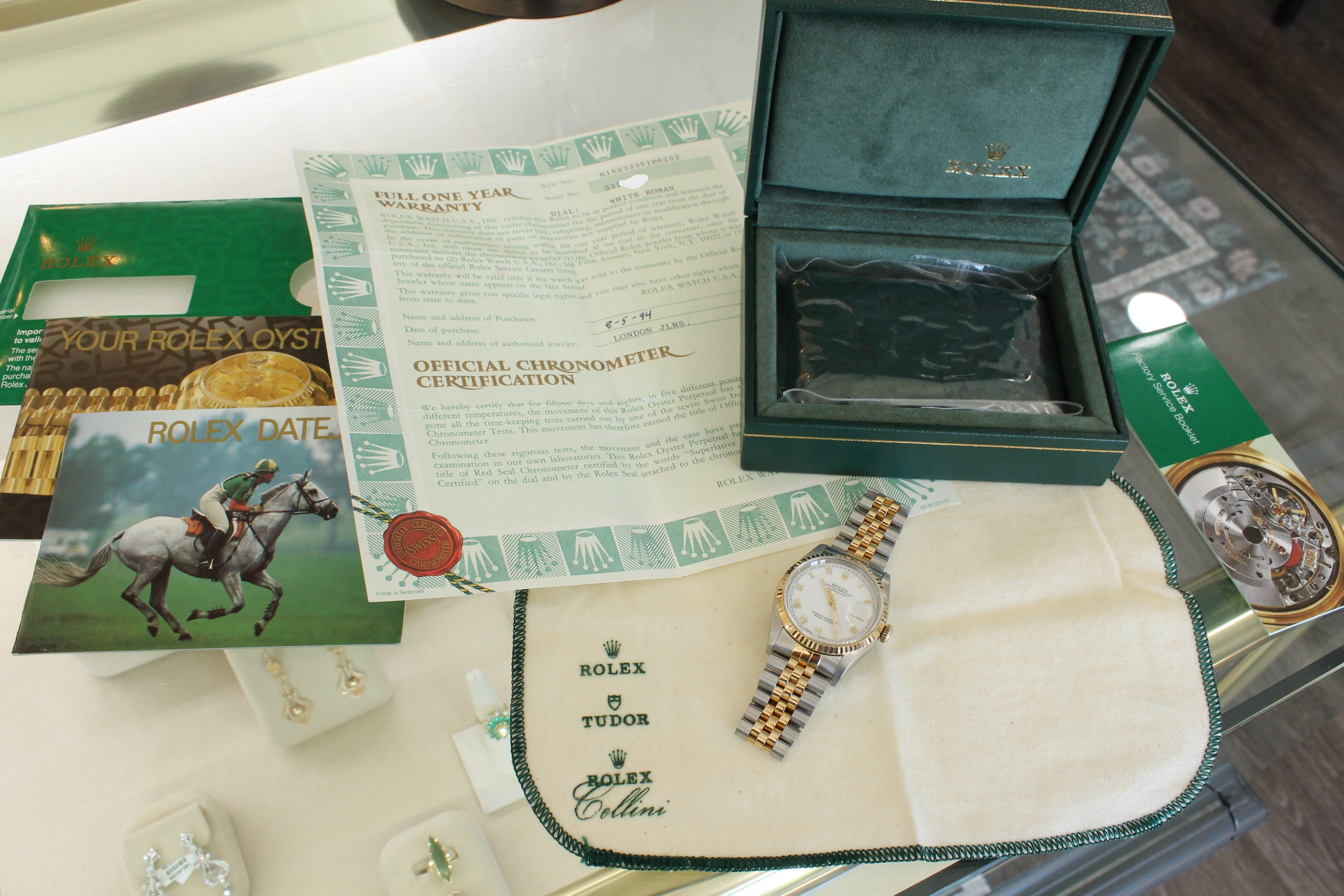 Vintage 1993 Rolex Datejust 16233 18k Steel Mens Watch Jubilee Box Papers Roman