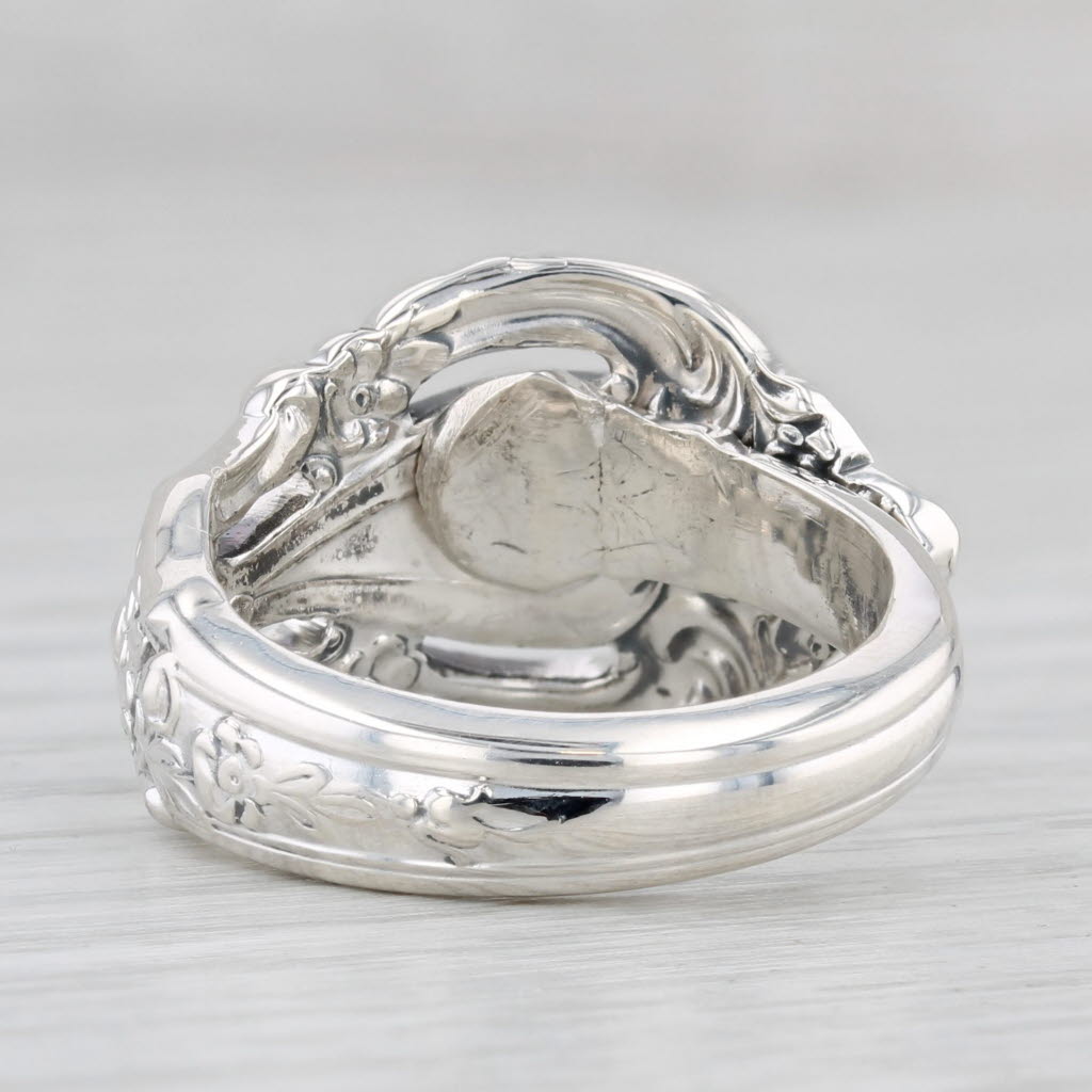 Light Gray Eloquence Flower Pattern Spoon Ring Sterling Silver Size 6.25