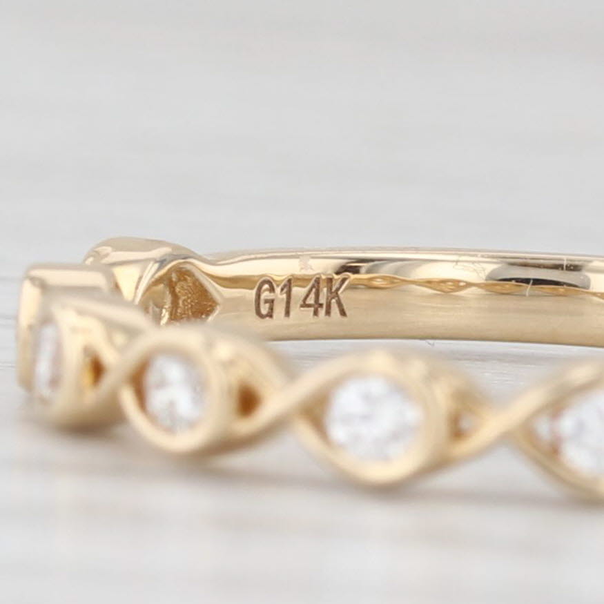 Light Gray New 0.21ctw Diamond Wedding Band 14k Yellow Gold Stackable Anniversary Ring 6.5