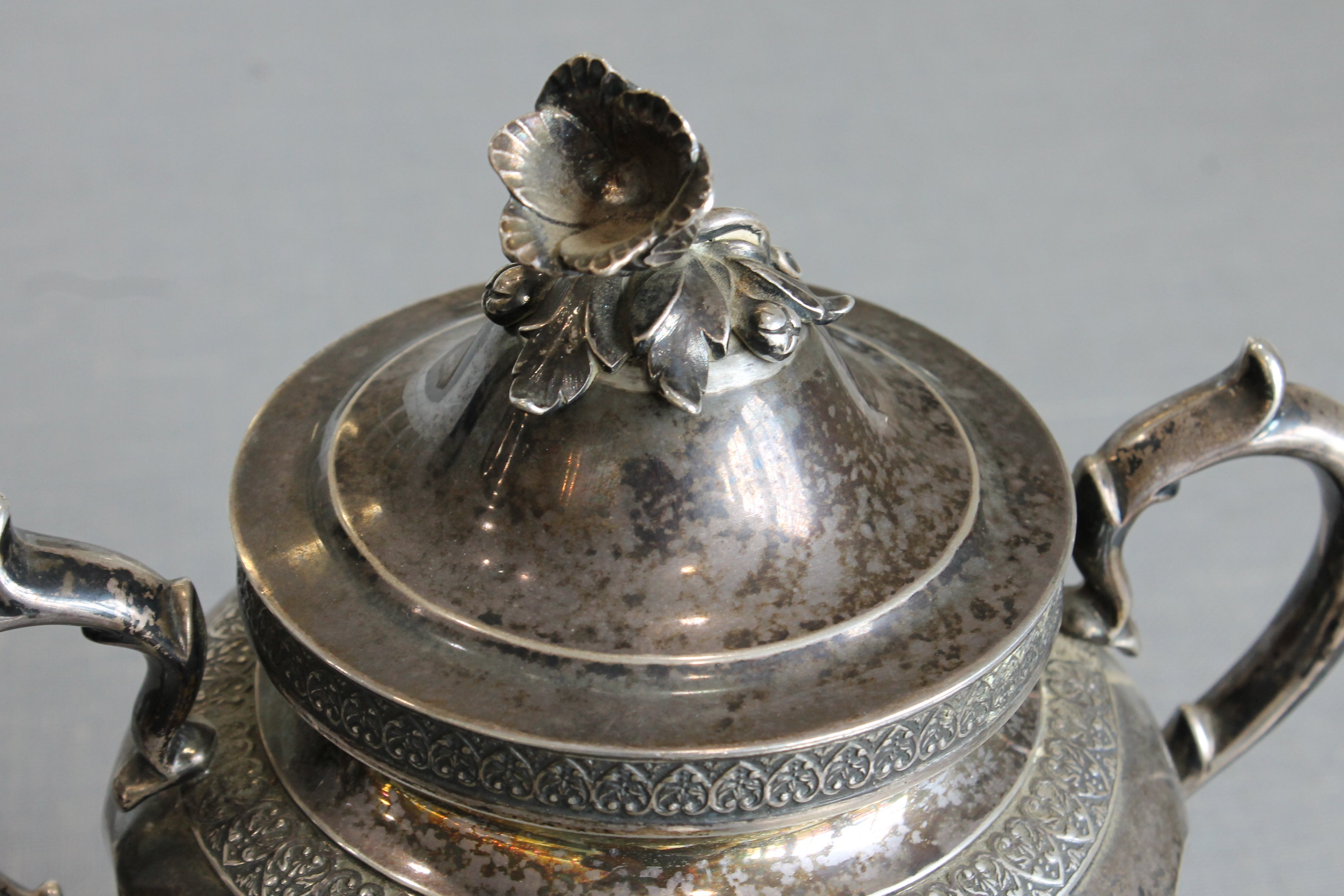 Dark Gray Antique c.1850 Ball Tompkins Black Marquand Large 10" Sterling Silver Sugar Bowl