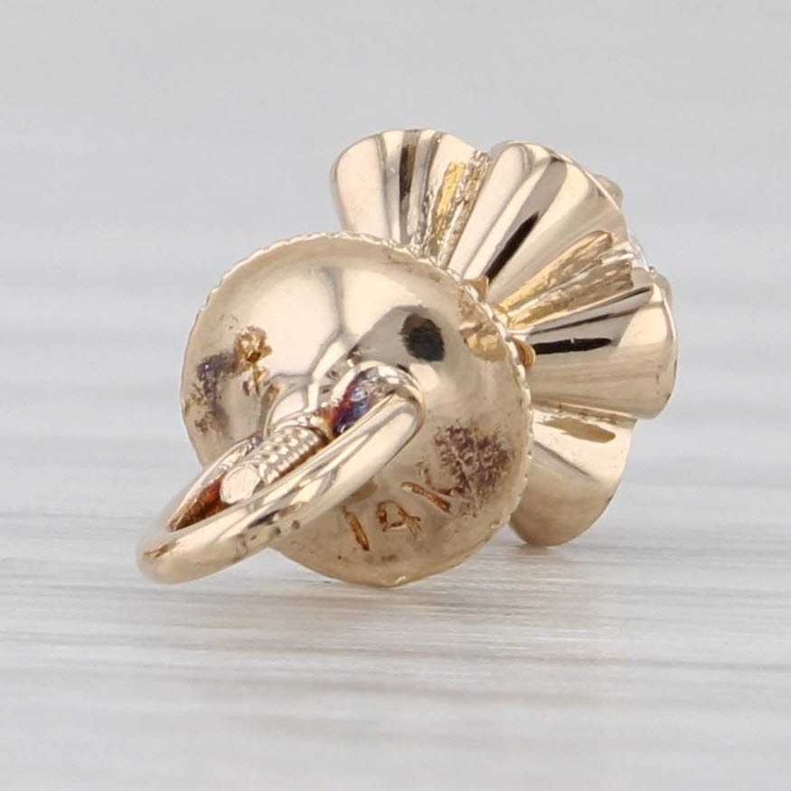 Light Gray Antique Diamond Buttercup Stud Earrings 14k Yellow Gold Screw On Pierced