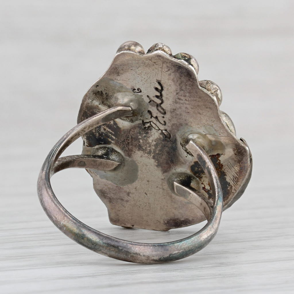 Baroque Fire Agate Ring Sterling Silver Vintage SE Lee Navajo Native American