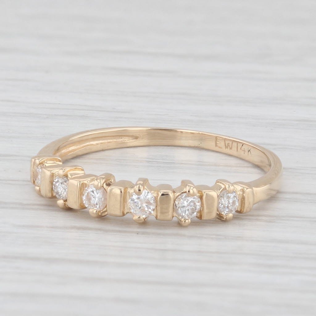 Light Gray 0.18ctw Diamond Wedding Band 14k Yellow Gold Size 7.5 Anniversary Stackable Ring