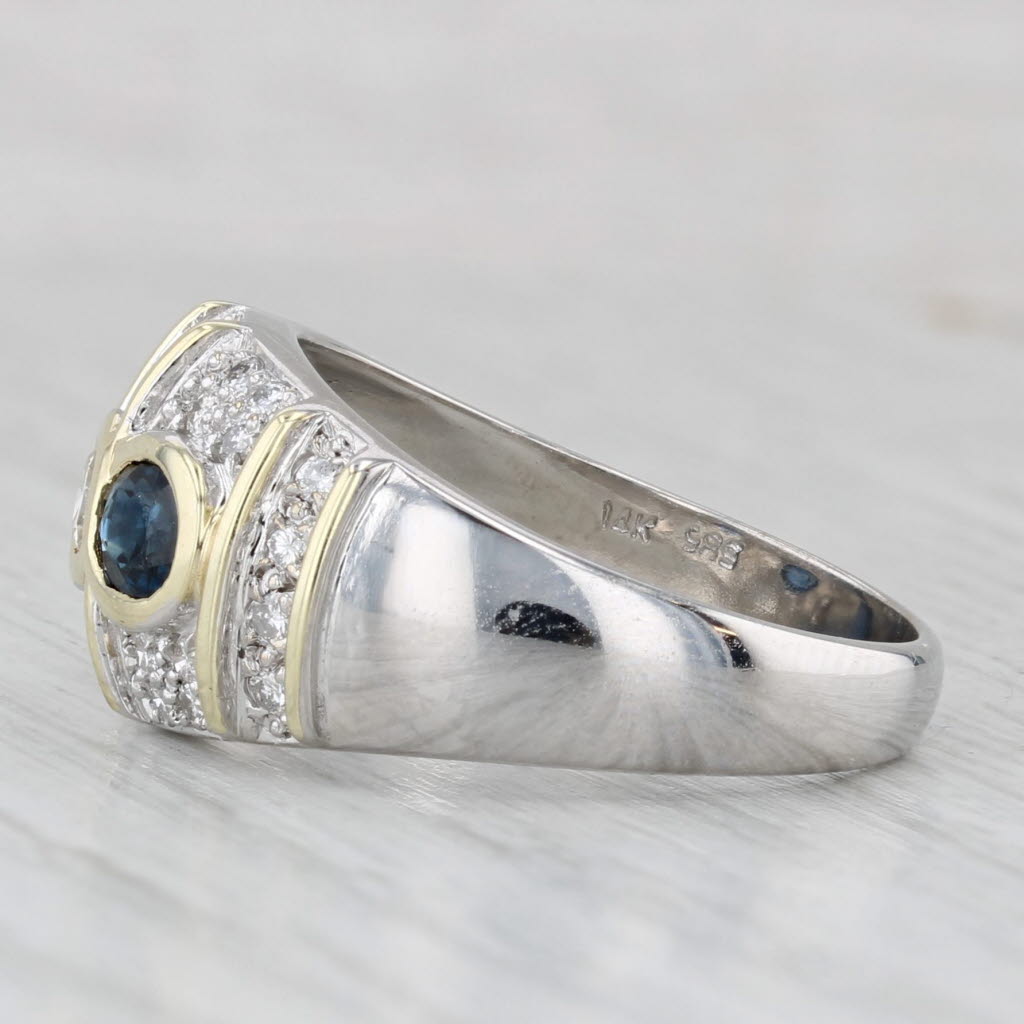 Light Gray 1.43ctw Blue Sapphire Diamond Ring 14k White Gold Size 7.75