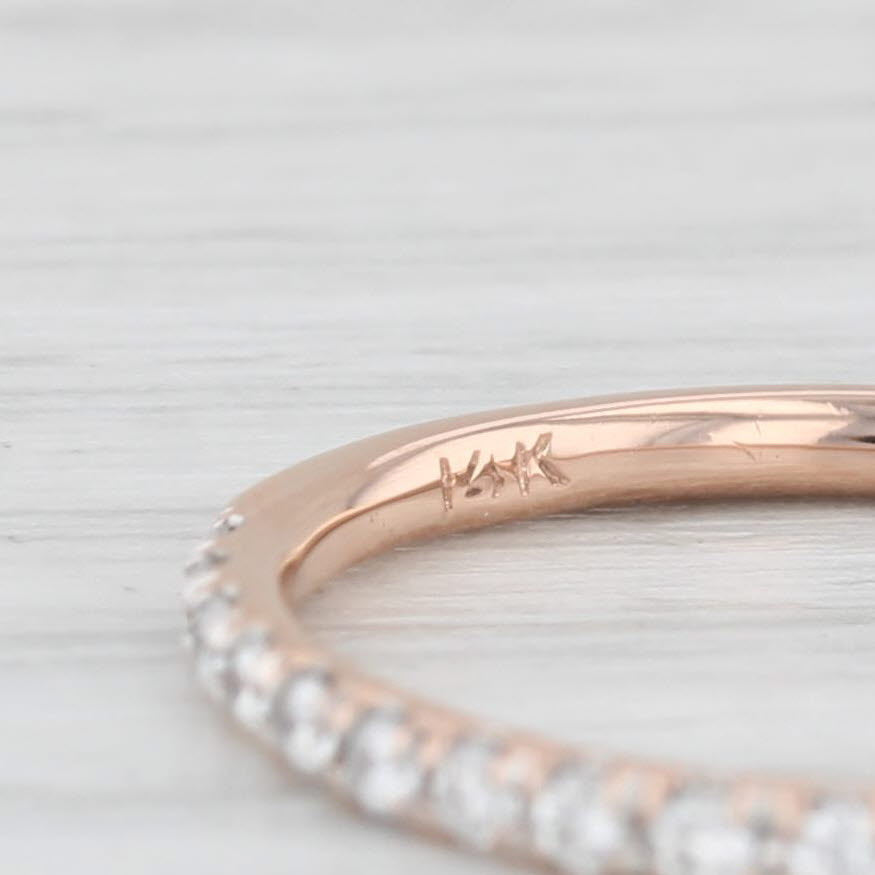 Light Gray 0.20ctw Diamond Wedding Band 14k Rose Gold Stackable Ring Size 6.75