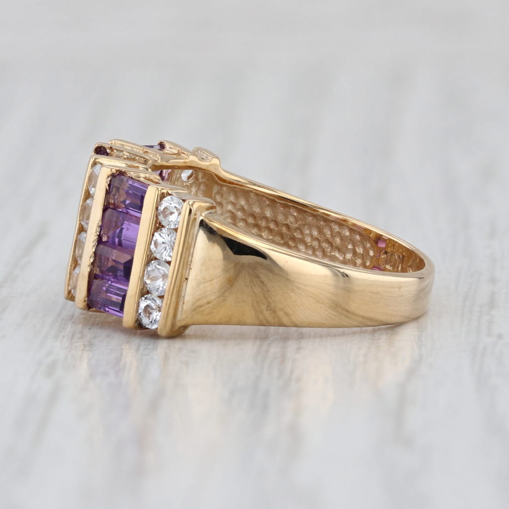 1.94ctw Amethyst White Sapphire Rows Ring 10k Yellow Gold Size 7