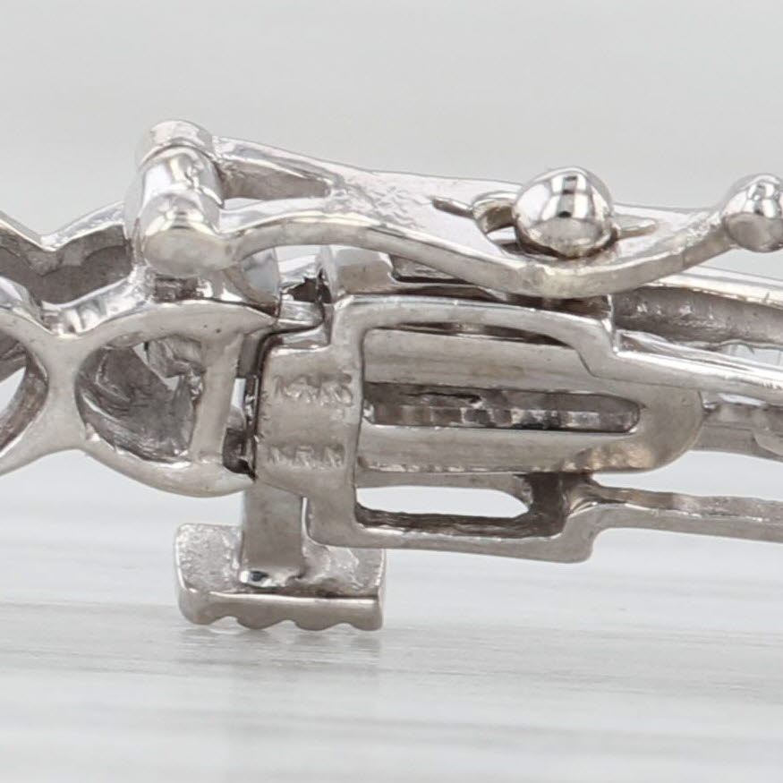 Light Gray 2.25ctw Diamond Flower Cluster Bar Links Tennis Bracelet 14k White Gold 7.5"
