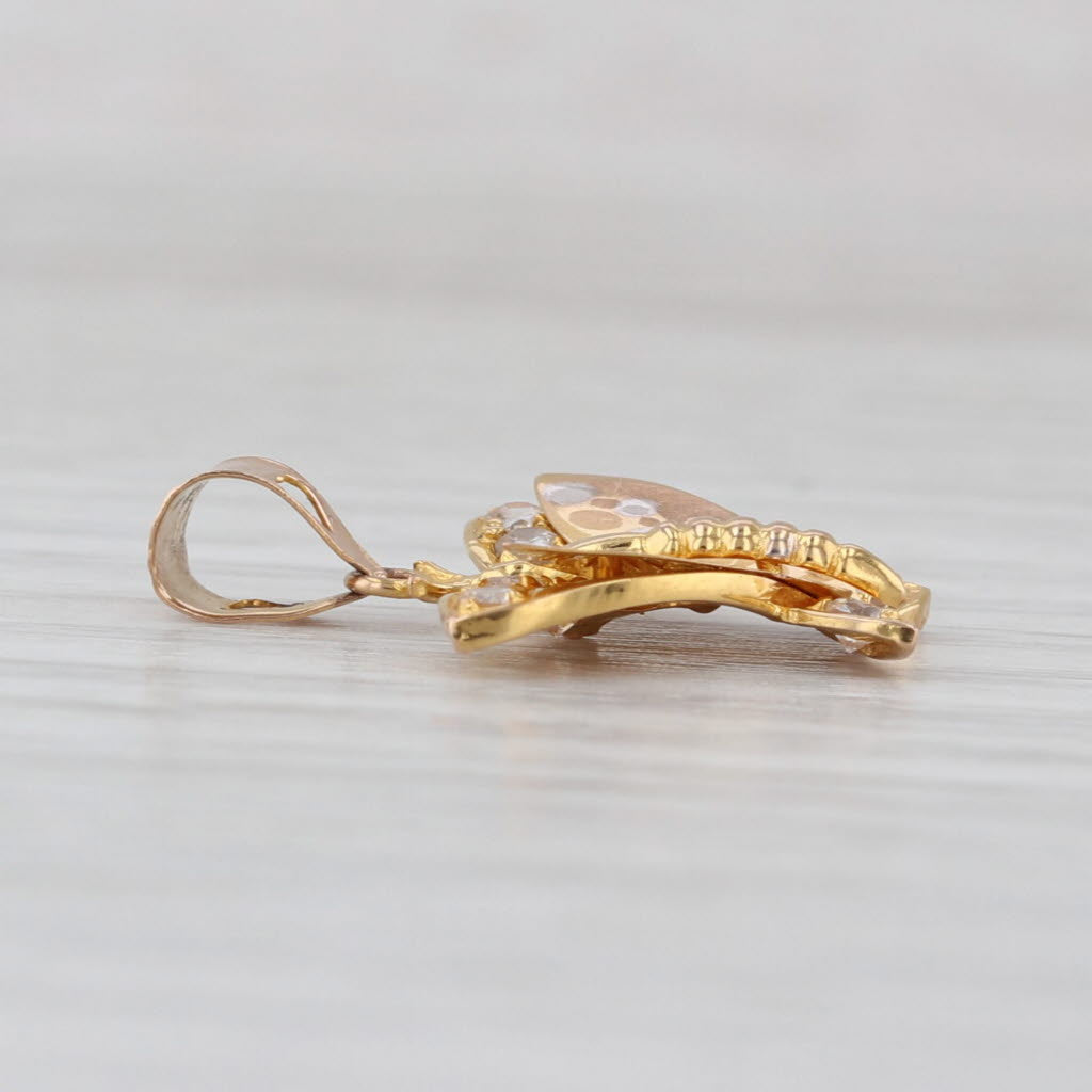 Butterfly Pendant 18k Yellow Gold Glass Enamel Small Drop