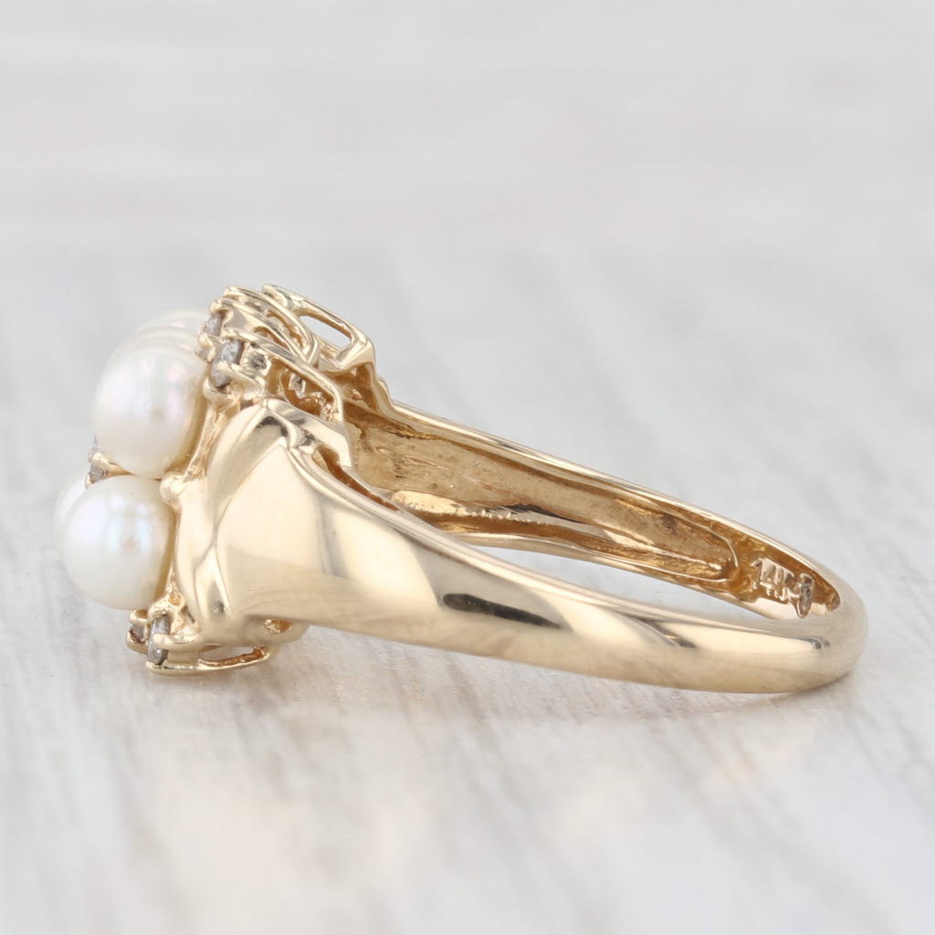 Light Gray Cultured Pearl 0.15ctw Diamond Ring 14k Yellow Gold Size 8.25