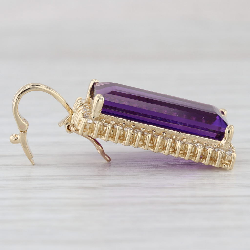 10.65ctw Amethyst Diamond Halo Enhancer Pendant 14k Yellow Gold