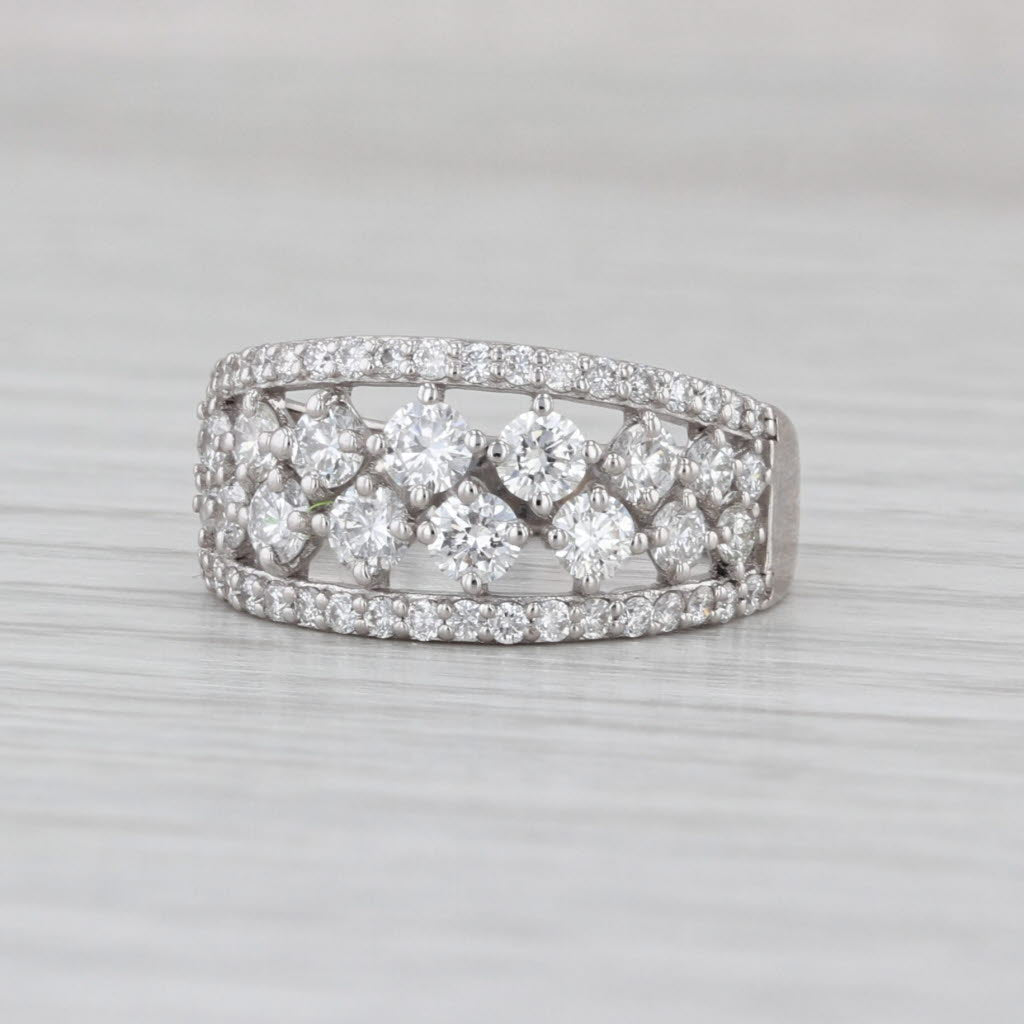 0.86ctw Diamonds Ring 14k White Gold Size 4.5 Anniversary Band