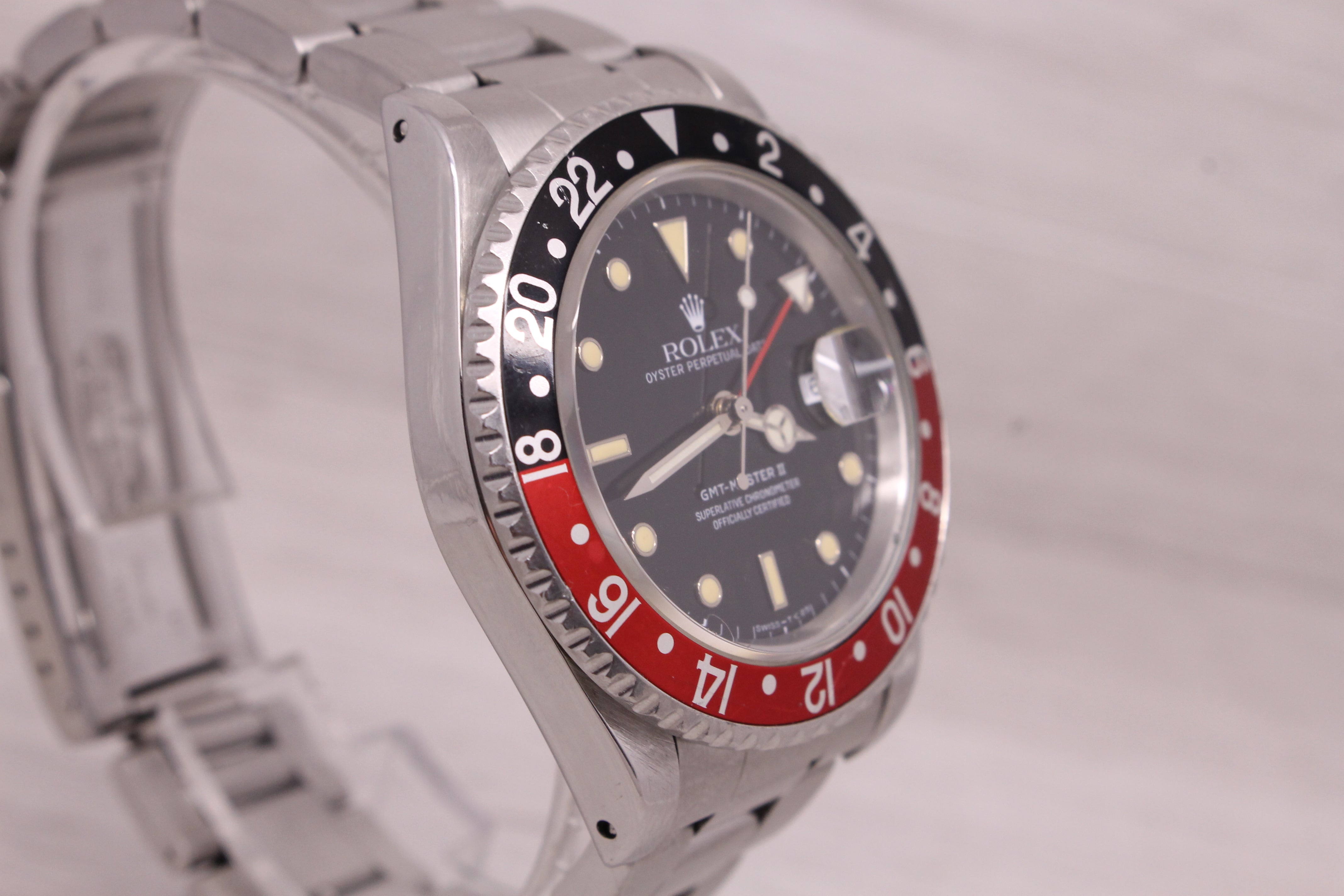 Dark Gray Vintage 1991 Rolex GMT Master II 16710 Mens 40mm Watch Coke N = Serviced =