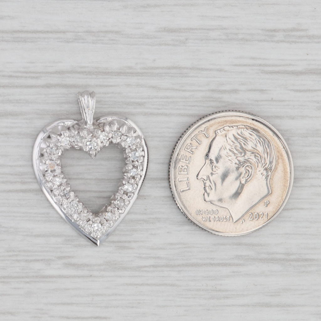 Light Gray 0.15ctw Diamond Open Heart Pendant 14k White Gold
