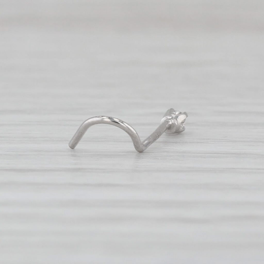 New Diamond Nose Piercing Stud 14k White Gold Round Solitaire Curved Post 4