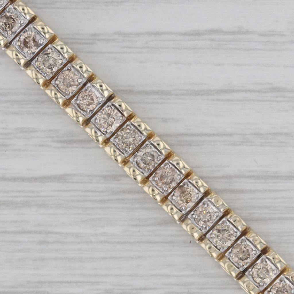 Gray 4ctw Diamond Tennis Bracelet 10k Yellow Gold 7" 6.6mm
