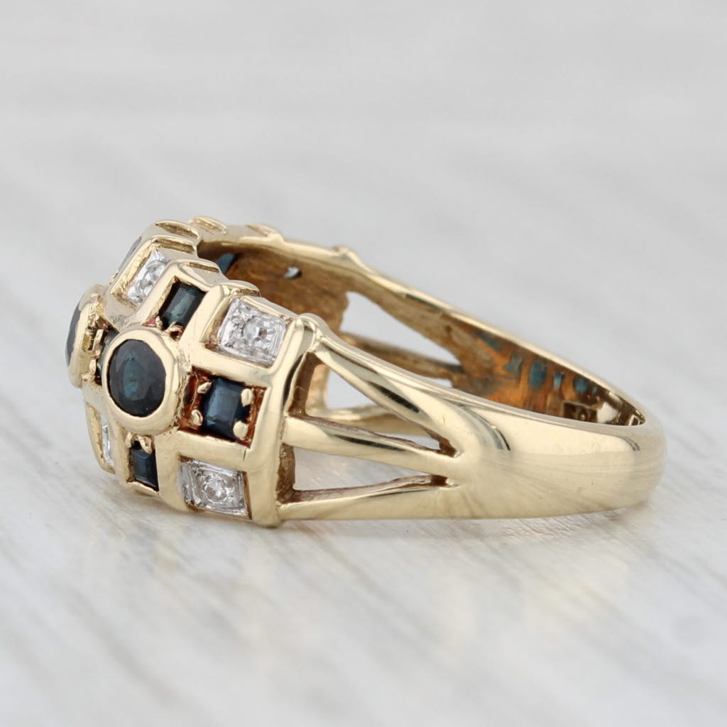 Light Gray 0.66ctw Blue Sapphire Diamond Ring 14k Yellow Gold Size 7.25