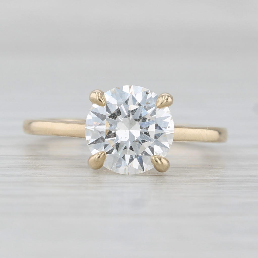 Light Gray 2ct Round Brilliant Solitaire Diamond Engagement Ring 14k Gold Size 6.25 GIA