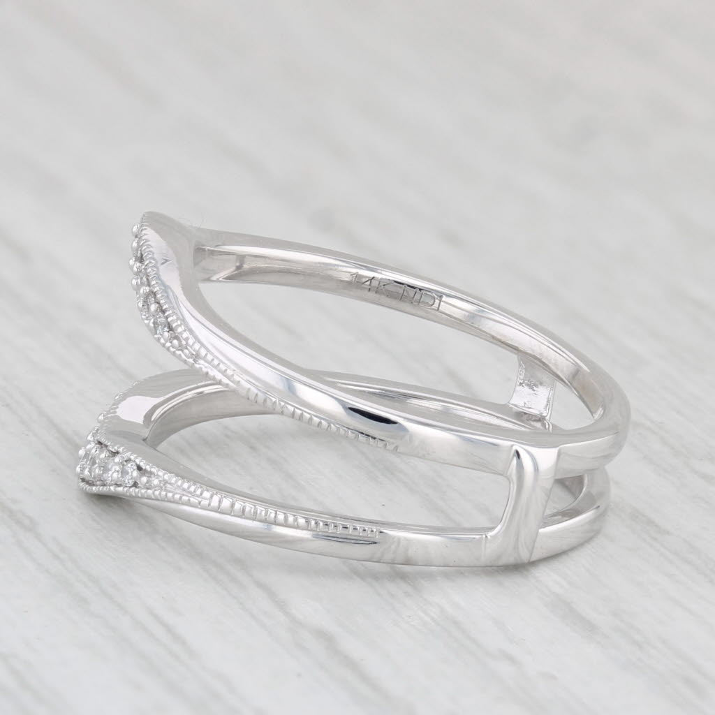 Light Gray 0.15ctw Diamond Ring Jacket Guard 14k White Gold Size 7-7.25 Bridal Wedding