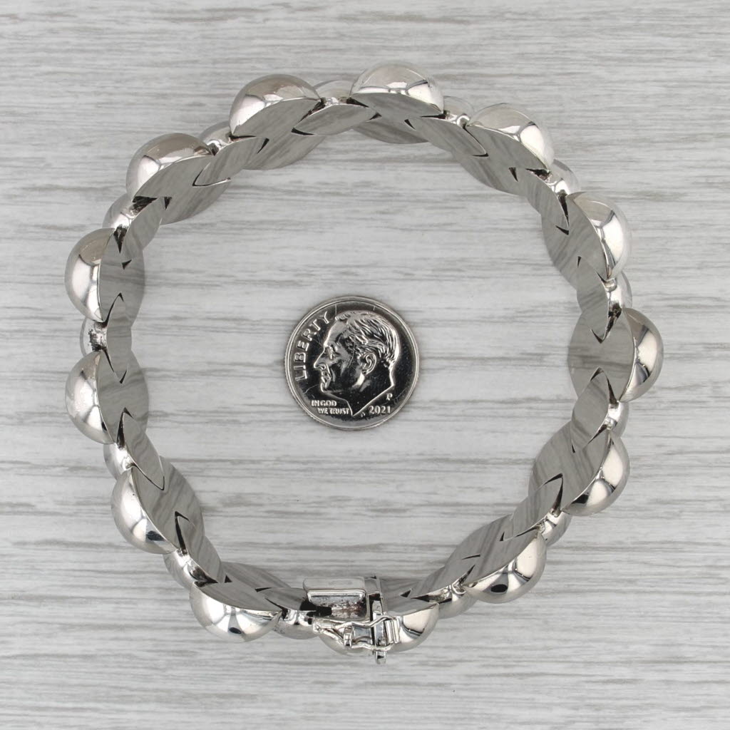 Milor Italy Barbell Bead Link Bracelet Sterling Silver 8" 20.9mm Statement